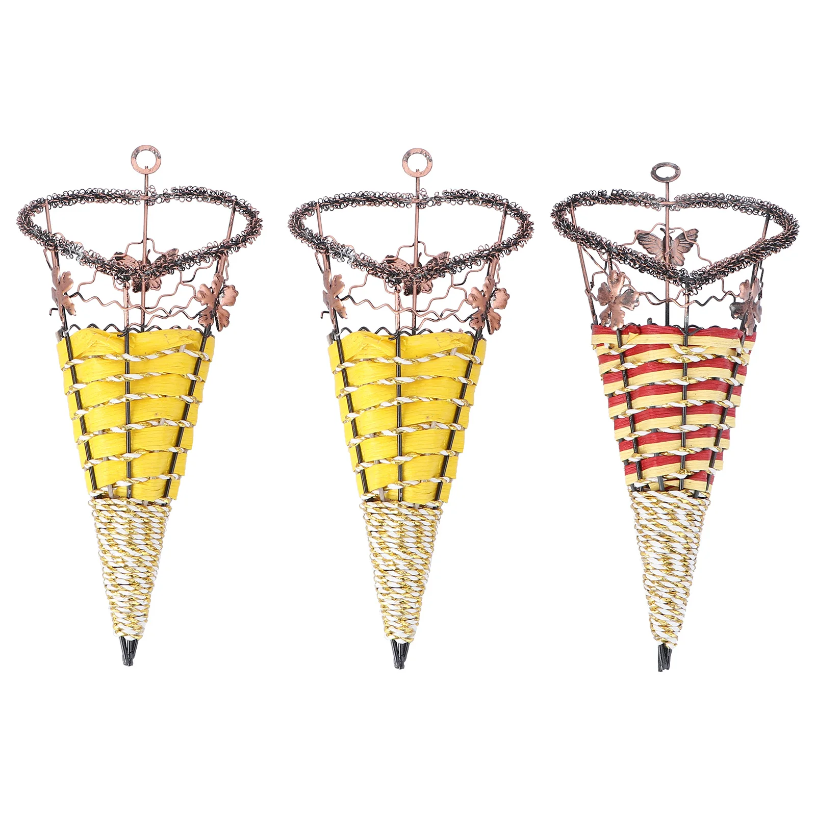 

3Pcs Plastic Hanging Basket Wall-Mounted Decorative Storage Fake Flower Holder Indoor Room Decoration Home Supply