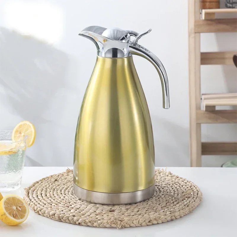 4 Color 1.5L 2L Vacuum Insulation Double Wall Stainless Steel Coffee Pot Milk Tea Jug Water Carafe Flask Thermal Thermos Bottles