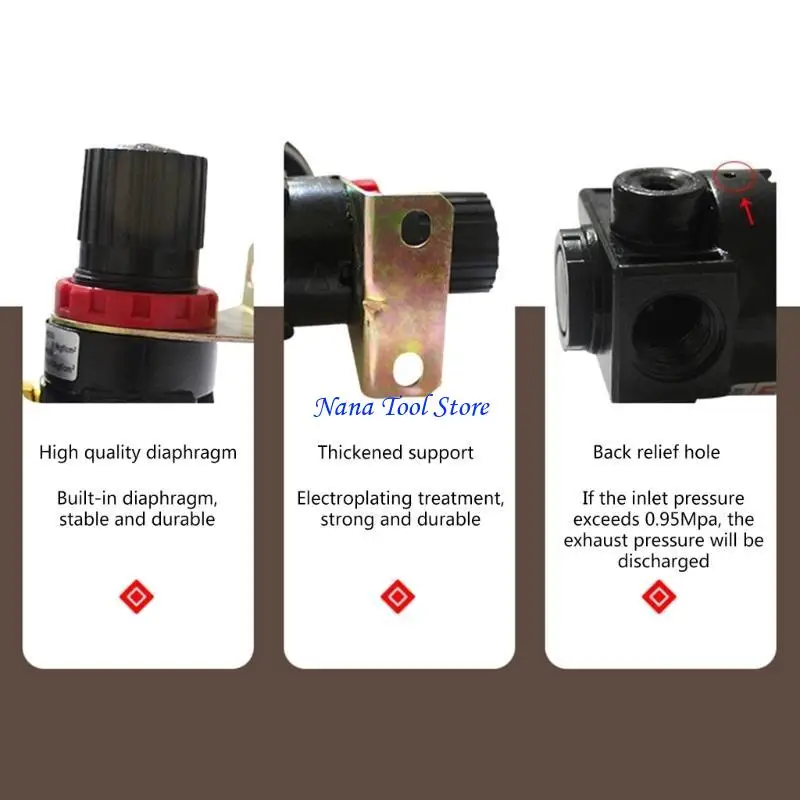 31GJ AR2000 G1/4 Thread Air Pressure Regulator Pneumatic Reducing with Gauge-