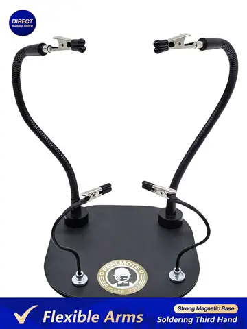 Soldering Third Hand with Strong Magnetic Base, Flexible Arms PCB Holder for Electronics Repair – Alligator Clip Welding Tool