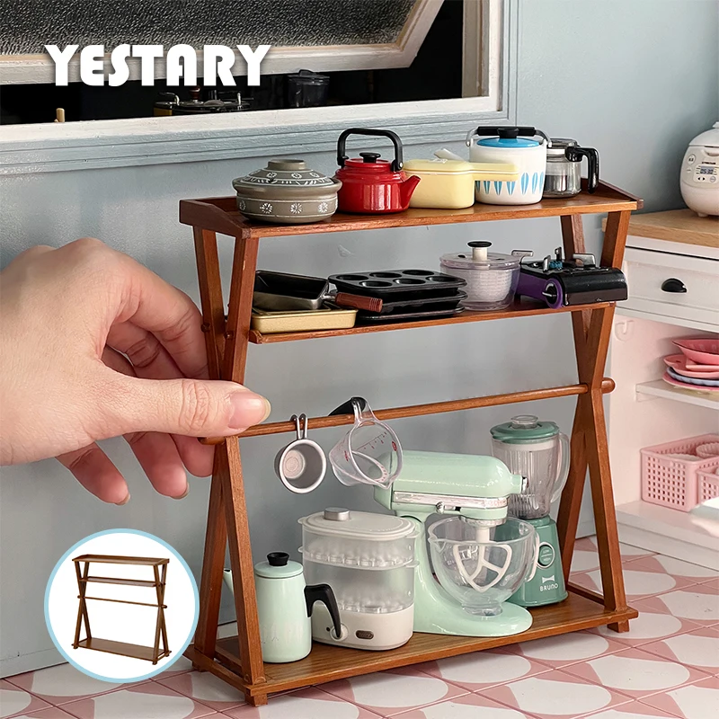 

YESTARY Mini Doll House Furniture For 1/6 Dollhouse Wood Shelf Bjd Furniture Accessories Kitchen Shelf For Gsc Ob11 Blythe Dolls