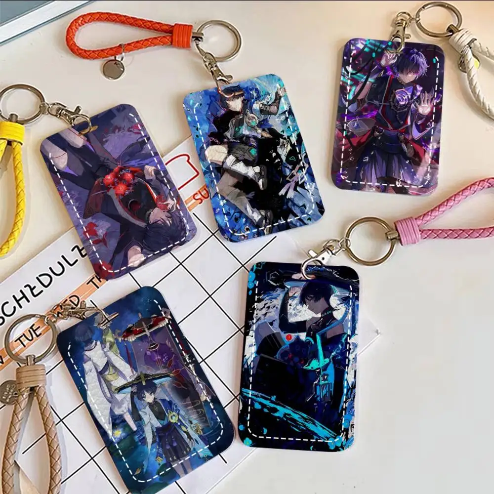 

Держатель для игровых карт Balladeer Scaramouche Genshin Impact, подходит для кредитных карт, проездных билетов, прямоугольный защитный чехол для брелока