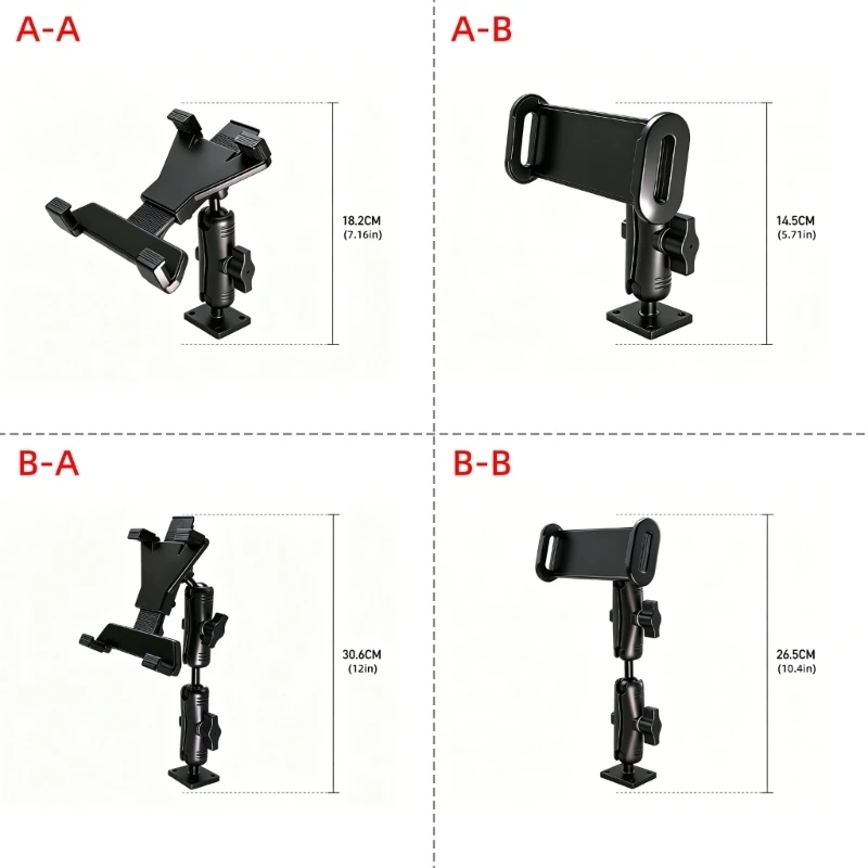  Tablet Wall Mount and Phone Holder for 5 to 12.9Inch Devices, Adjustable Screw Base with Foldable Arm for Desk Car