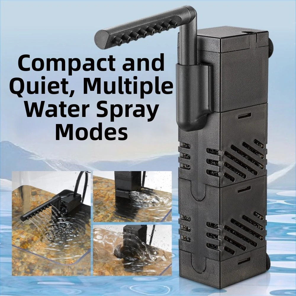 3 in 1 Fish Tank Filter USB Powered Suction Cup Submersible Pump Silent with Filter Cotton Fish Water Purifier Turtle Tank