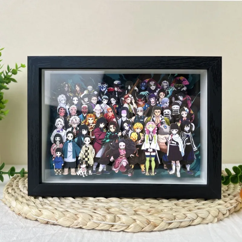Demon Slayer Family Portraits Peripheral 3D Stereoscopic Painting Nine Pillars Anime Figure Desktop Ornaments Children's Gifts