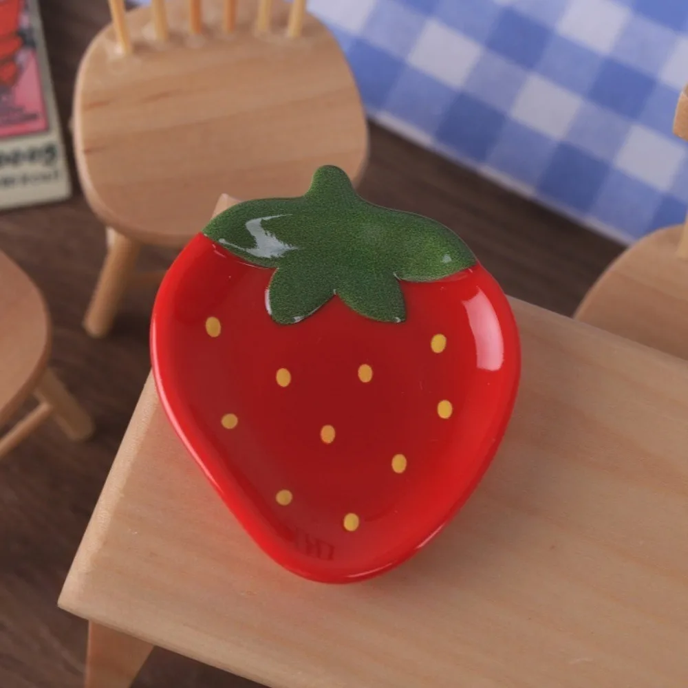 8 Pieces Resin Mini Fruit Plate Dollhouse Accessories Simulation Tiny Dish DIY Craft Supplies for Micro Landscape Keychain Decor