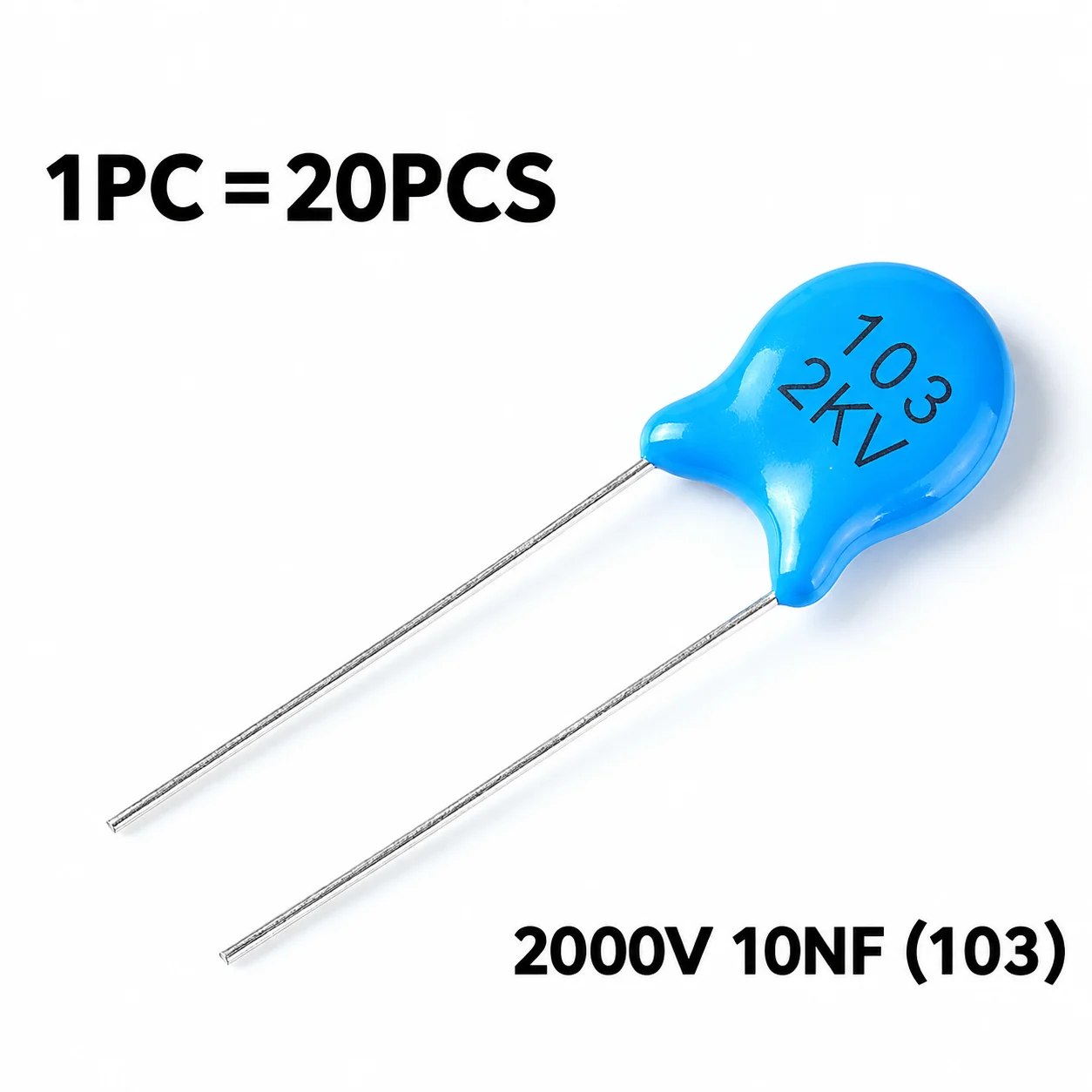 High-quality high-voltage ceramic capacitor 2KV 2000V 10NF 103 with an accuracy of 20% (20 pieces)