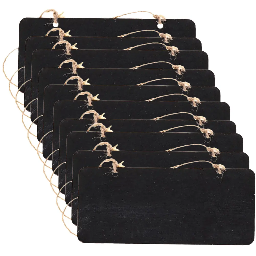 10Pcs Hanging Chalkboard Signs Wooden Small Chalkboard Sign Erasable Reusable Memo Message Board for Cafe Party Buffet
