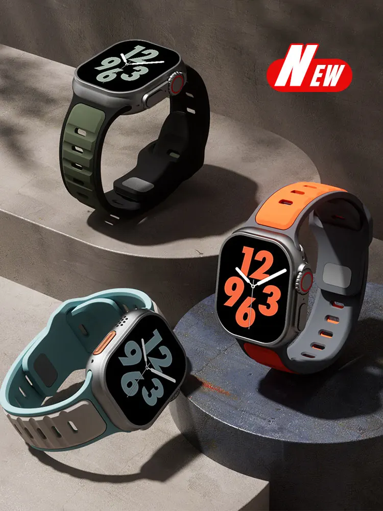 Pasek silikonowy do zegarka Apple Watch Series 10 42mm 46mm ultra2 band 49mm 40mm 41 38mm correa Bransoleta sportowa iwatch 9 8 7 SE 45mm 44mm
