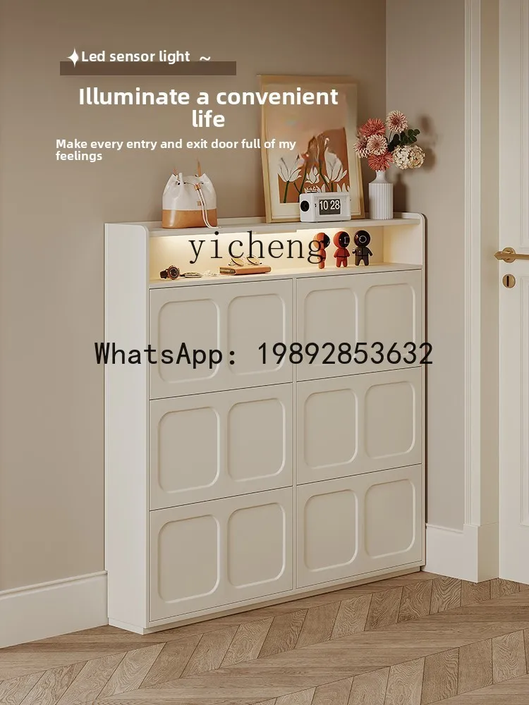 AA solid wood shoe cabinet ultra-thin tipping bucket home  entrance against the wall, extremely narrow interior