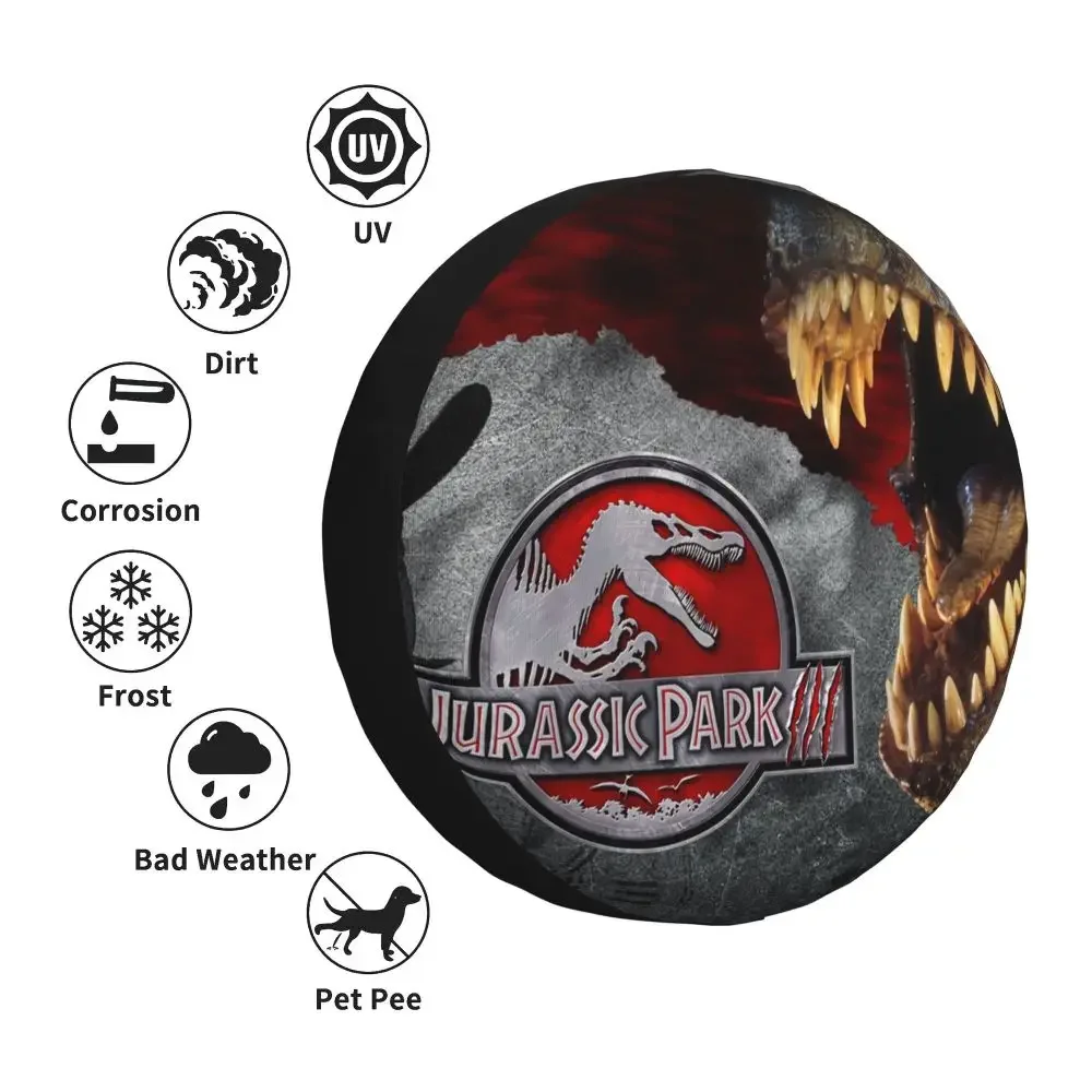 Maßgefertigter Jurassic Park Reserverad-Schutz 4WD 4x4 RV Sci-Fi Dinosaurier für Toyota RAV4 Prado 14" 15" 16" 17" Zoll – Detail 13