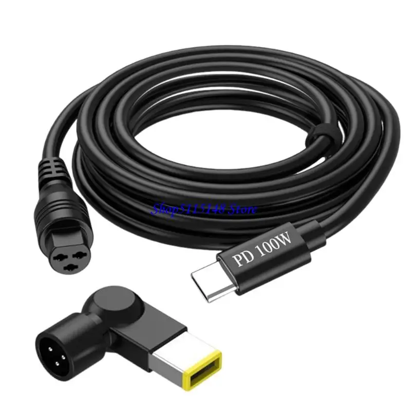 F3MA PD100W Fast Charging Cable Type C To 3pin Port With Square Adapter For Laptops Power Supply Cord
