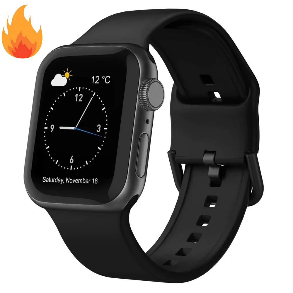 Sport strap For Apple Watch Ultra 3-2-1 49mm 44mm 45mm 40mm 41mm 42-46mm Classic bands Silicone iwatch series 11 10 9 8 7 6 5 SE