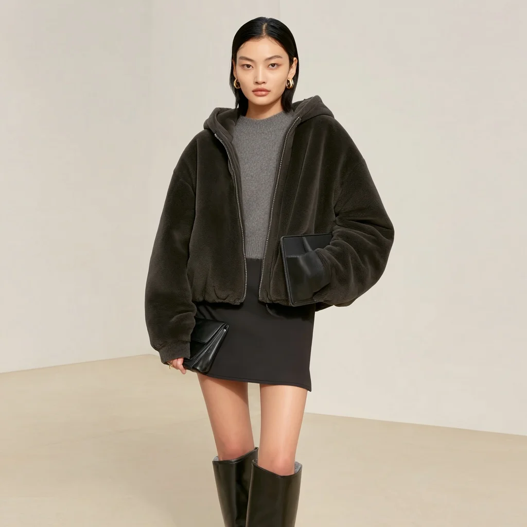 

Женское повседневное плюшевое пальто, осенне-зимняя модная верхняя одежда, мягкий удобный материал, универсальный стиль, без украшения