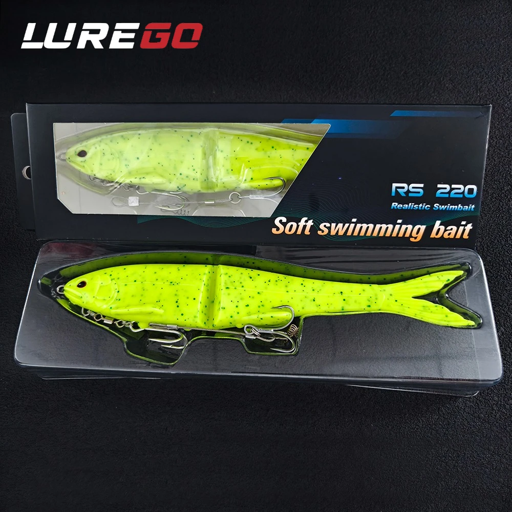 LUREGO 22cm Leurre souple premium en 2 sections - Conçu pour la pêche à la nage et à la ligne, comprend des hameçons doubles