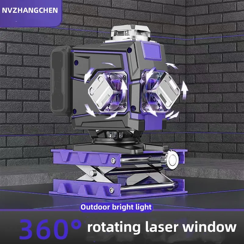 Laser Level Purple Line 12/16 Lines 3D/4D Self Leveling 360 Horizontal Vertical Super Powerful Purple Beam Laser level Linear