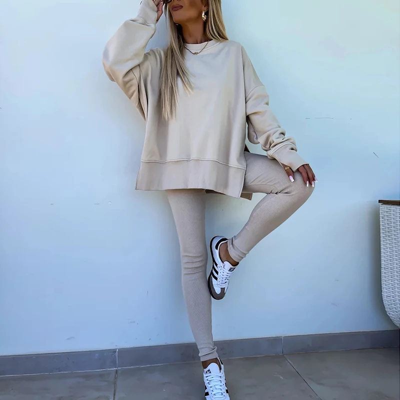 Feminino agasalho esportes conjunto de duas peças casual oversized sweatshirts e calças jogger conjunto velo ternos esportivos conjunto de roupas de treino