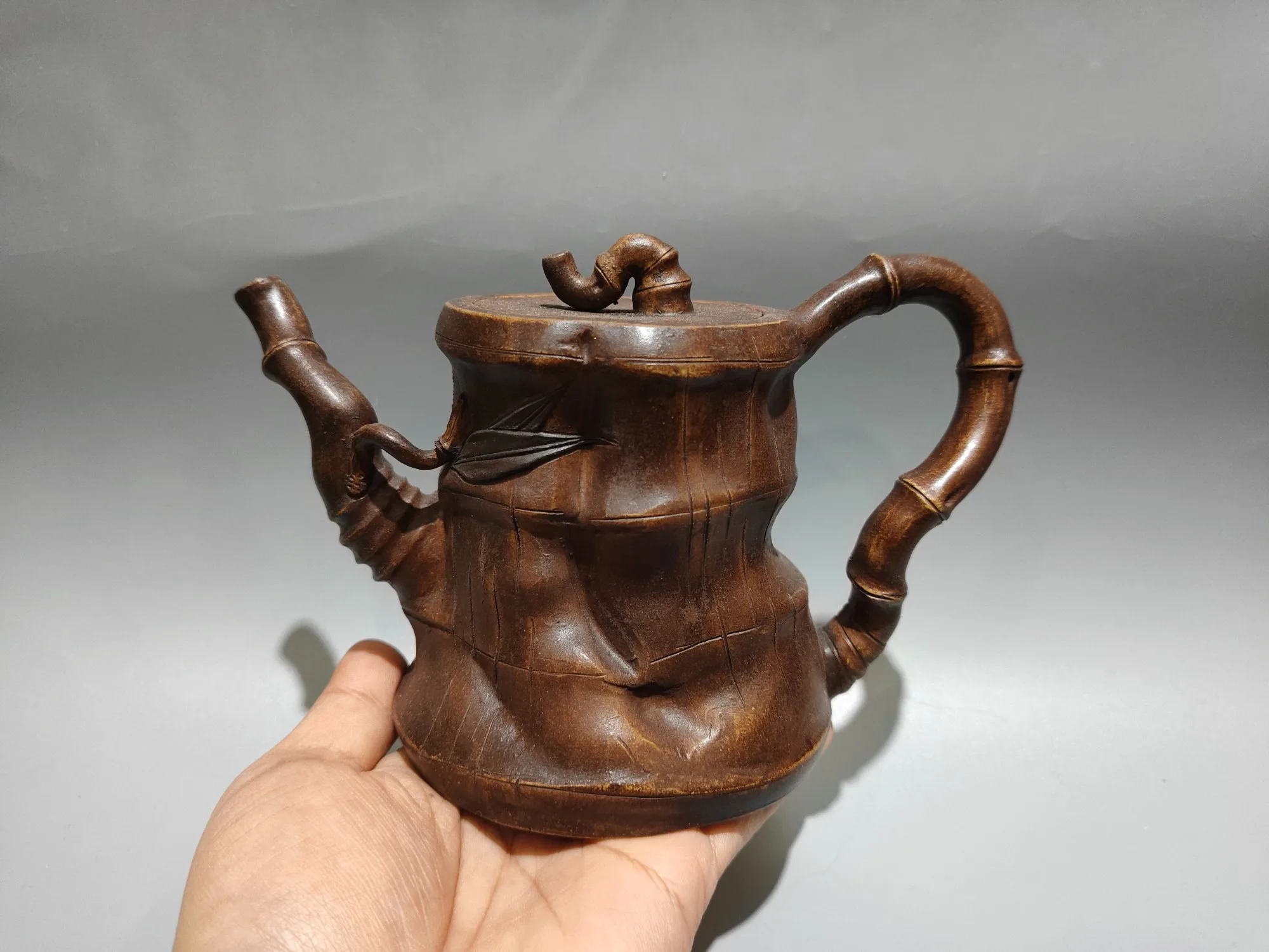Yixing Purple clay teapot Bamboo pot Bamboo tube shaped pot Bamboo pattern Kettle Teapot flagon Gather fortune Office