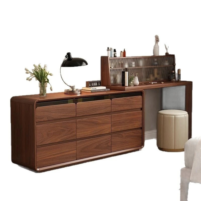 

New Chinese dresser solid wood chest integrated makeup table bedroom retro makeup table