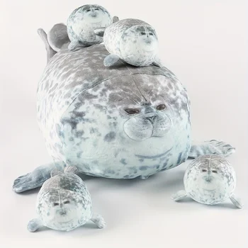 40 cm Pluche Blob Seal Kussen Moeder met Vier Kinderen Seal Mollige 3D Nieuwigheid Zeeleeuw Pop Knuffel Kussen Cadeaus voor Kinderen Meisjes