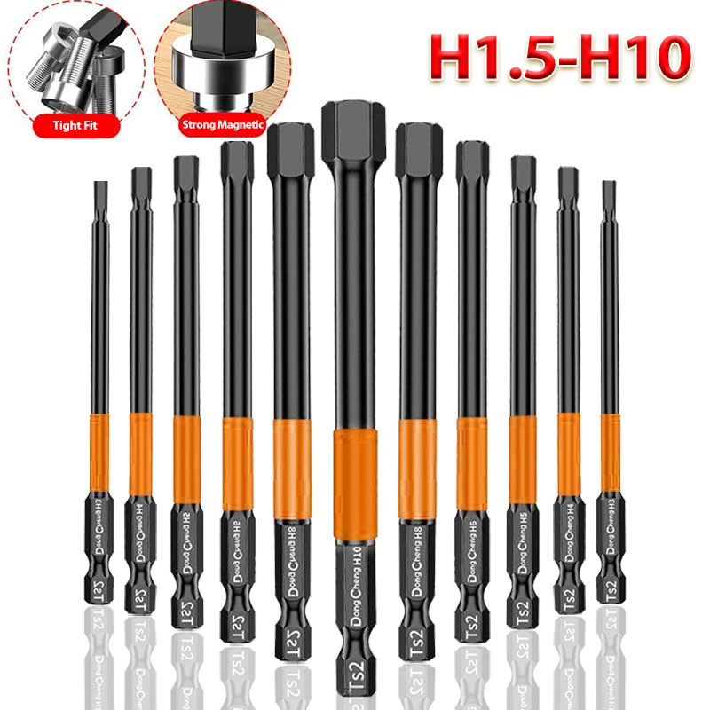 Hex Key Bit Magnetic Black Allen Bit S2 Alloy Steel H2 H3 H4 H5 H6 H8 H10 Hex Shank Anti Rust for Bike Repair Screwdriver Bit