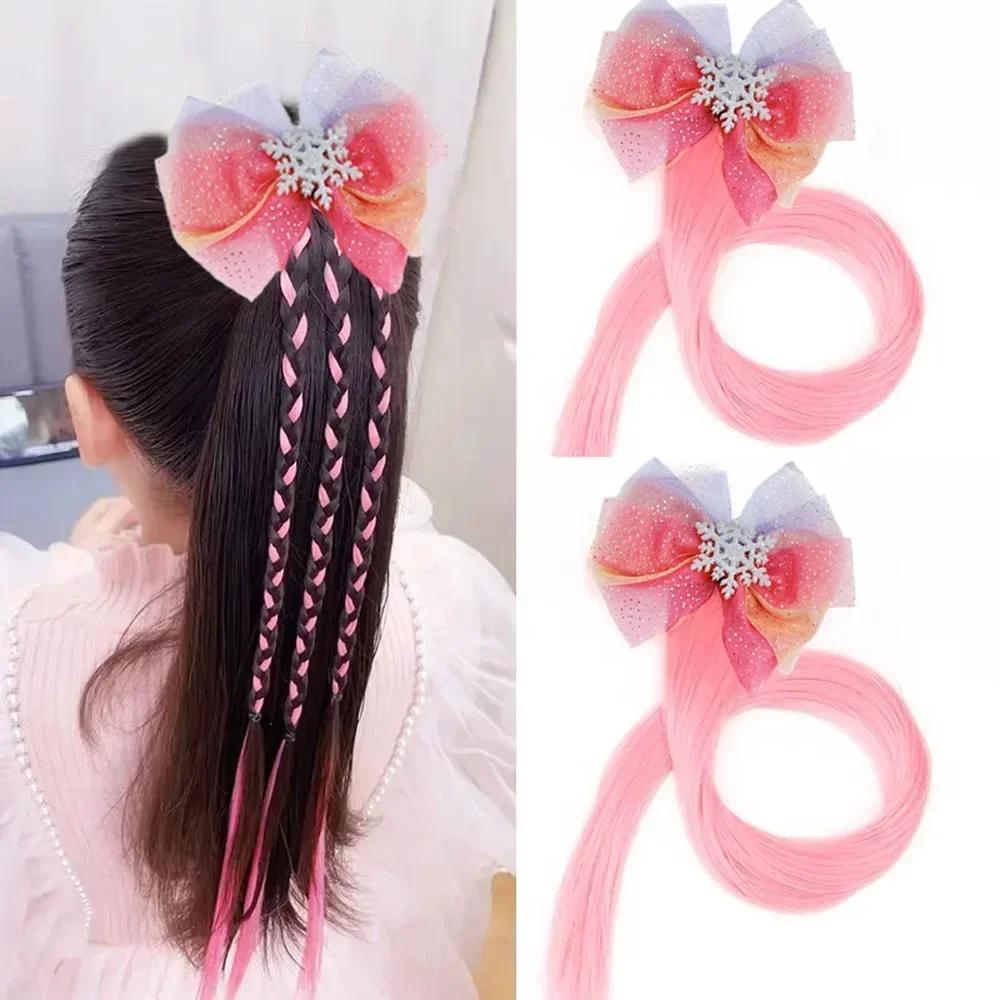 

Kids Headwear Korean Fashion Wig Braids with Bowknot for Girls Children Gradient Barrettes Hair Rope Accessories