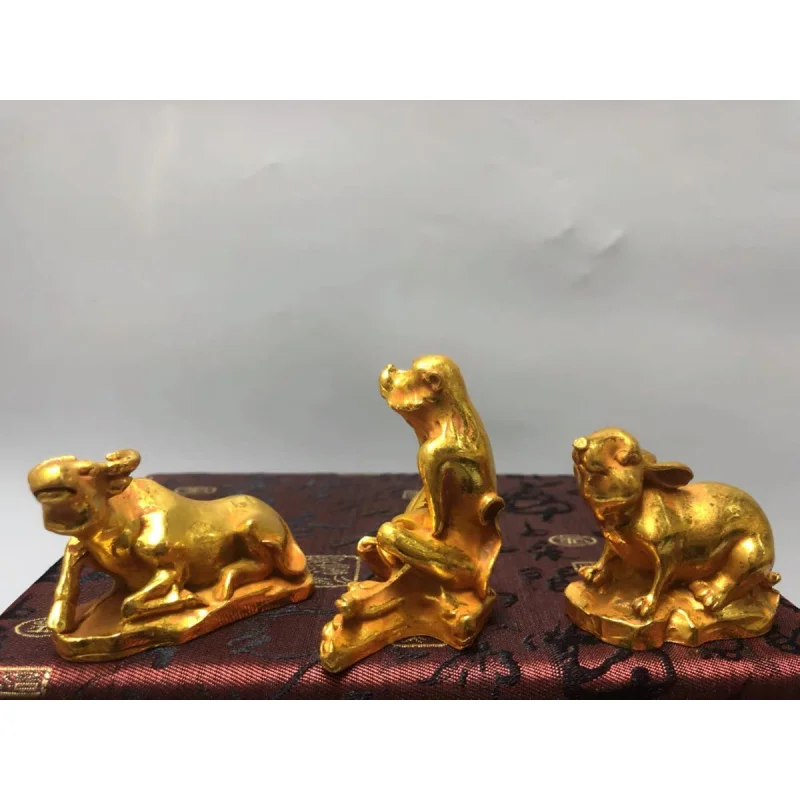 High-end Gilded Rongbaozhai Twelve Zodiac Dragon Horse with Gift Box Home Decor Stationery Supplies Ornament