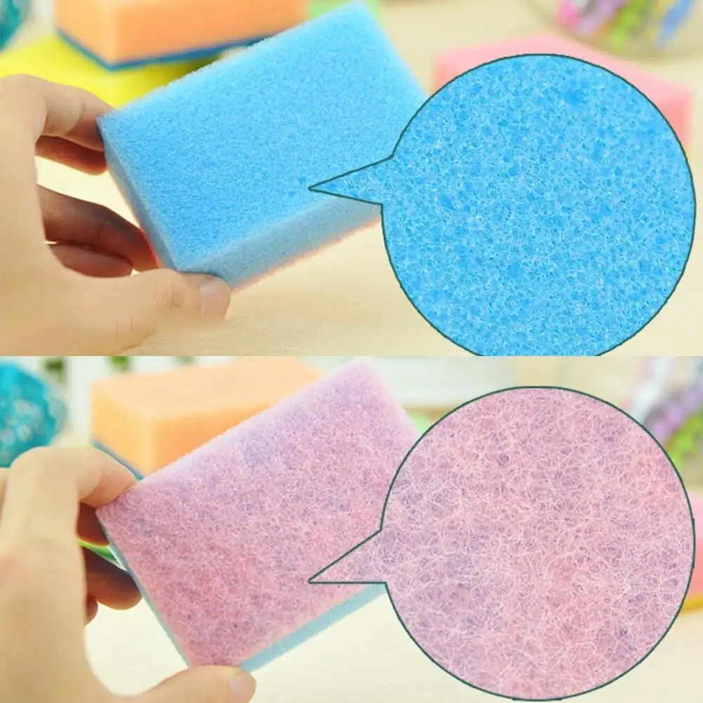 1/10pcs Random Color Dishwashing Sponge Pot Rust Stains Removing Household Kitchen Cleaning Tools