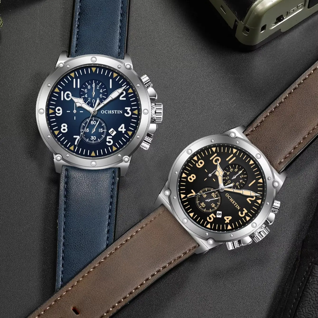 Ochstin 45mm Watch for Men New Pilot Series Trendy and Fashionable Multifunctional Quartz Waterproof High End Men's Quartz Watch
