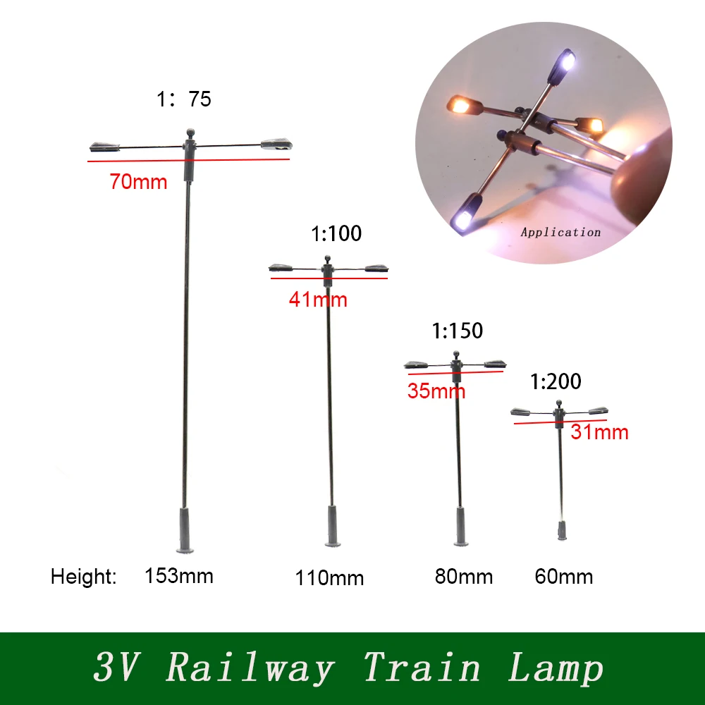 5pcs 1:75-1:200 Scale Miniature Led Lamp Model 3v Street Light for Railway Train Layout/Architecture Building Landscape/Diorama