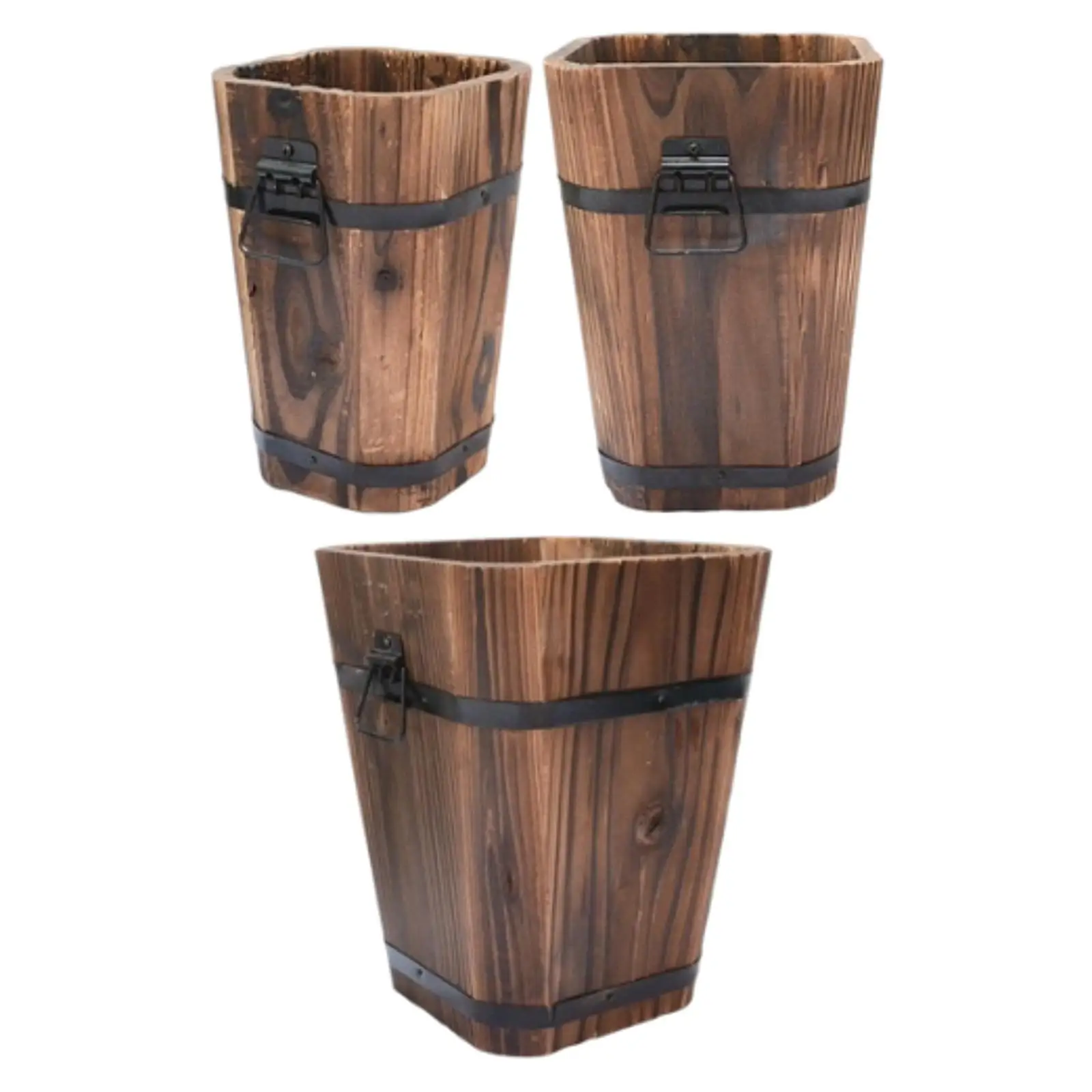 

Wooden Barrel Planter Rustic Plant Pot Plant Container Flower Pot for Indoor and Outdoor Yard Entrance Desk Tabletop