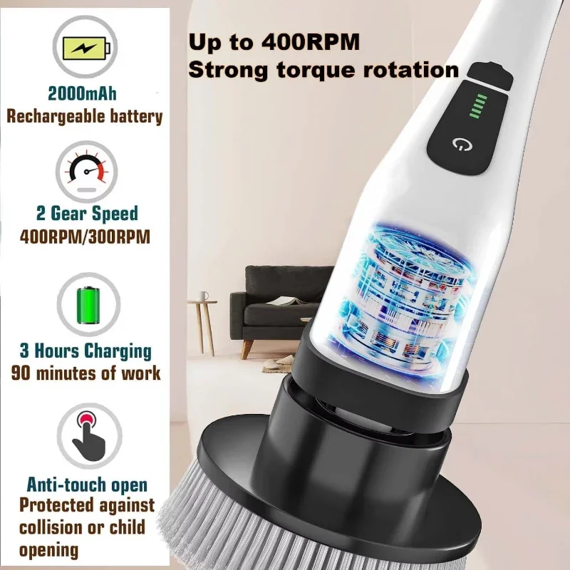 Wireless Electric Cleaning Brush Bathroom Window Kitchen Automotive Multifunctional Household Rotating Cleaning Machine
