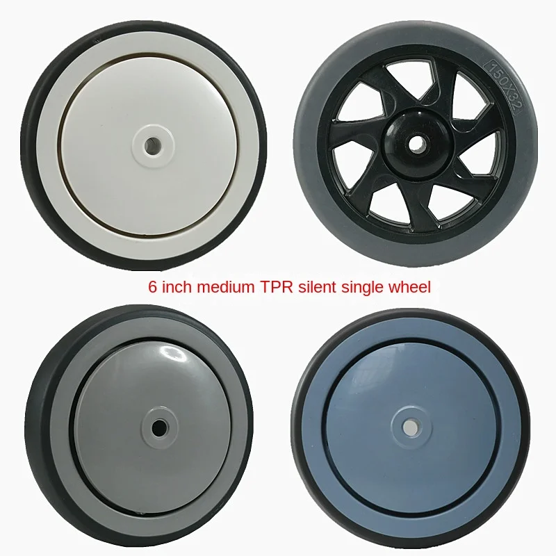 1 Pc -6 Inch Medium Tpr Rubber Silent Wheel/single Bearing Industrial Trolley/stretcher Replacement Wheel