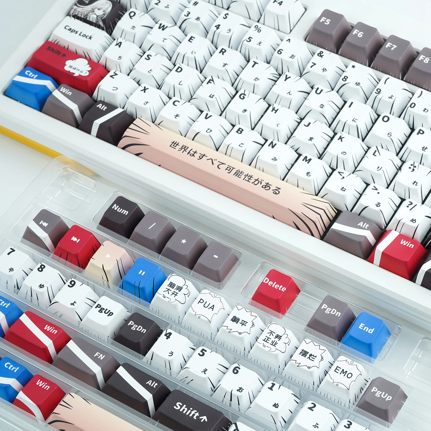 NPKC Tastenkappen im Manga-Stil, japanisches PBT-Tastenkappen-Set, Kirschprofil-Tastenkappen für MX Switch, mechanische Tastaturkappen, Original-Tastenkappe