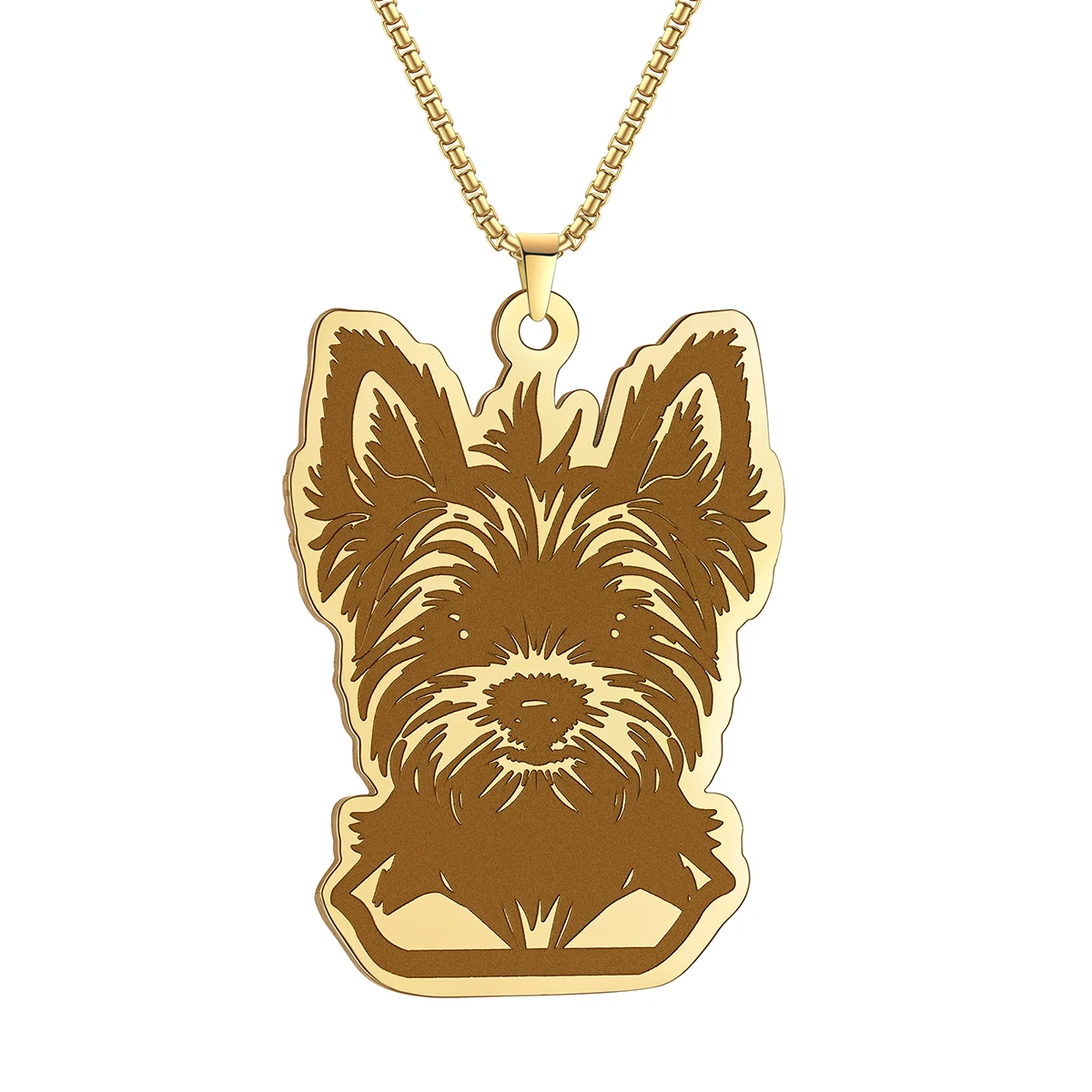 QIMING Funny Yorkshire Terrier Dog Pendant Necklace For Women Cartoon Jewelry Cute Animal Stainless Steel Necklace 