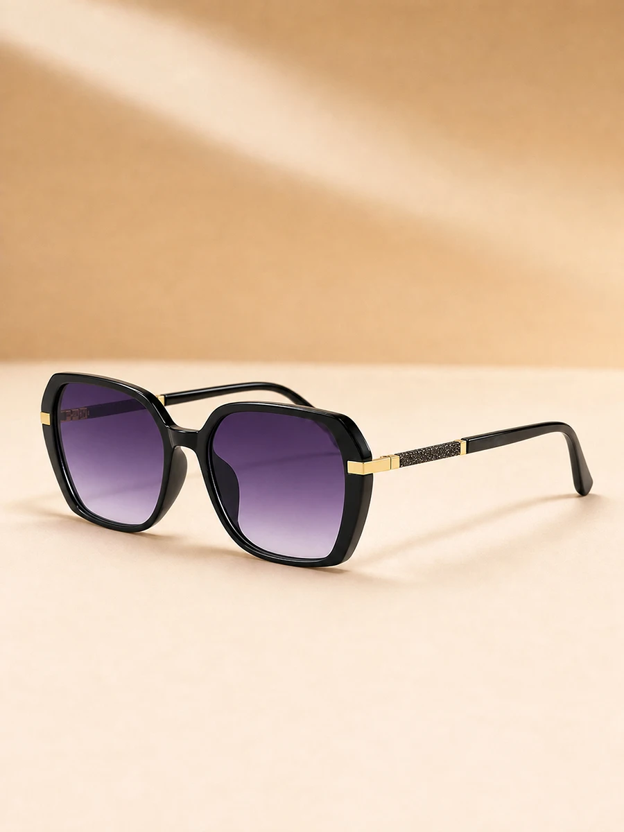 Retro elegant polygonal gradient sunglasses for women, light luxury color blocking travel party decoration, fashionable matching
