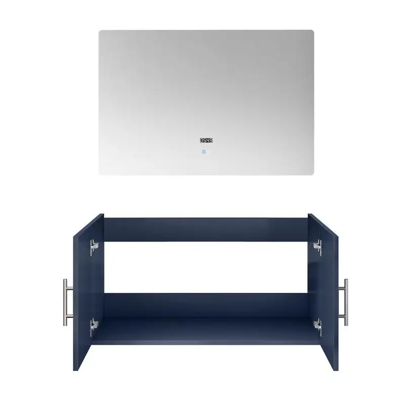 حمام باللون الأزرق الداكن مقاس 36 بوصة مع عمق 22 بوصة ومرآة LED