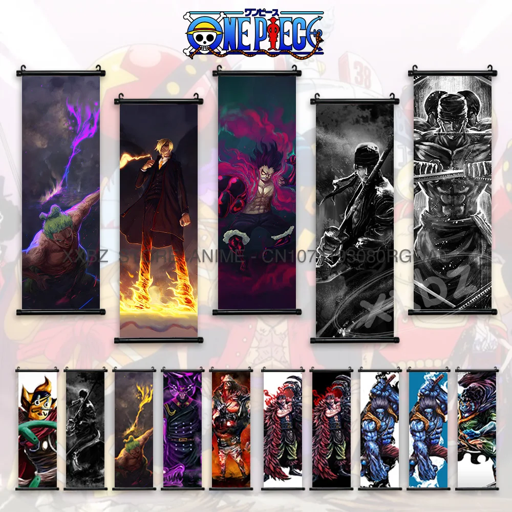 

ONE PIECE Scrolls Pictures Zoro Home Decor Canvas Hot Blooded Anime Poster Luffy Interior Hanging Painting Wall Art Living Room