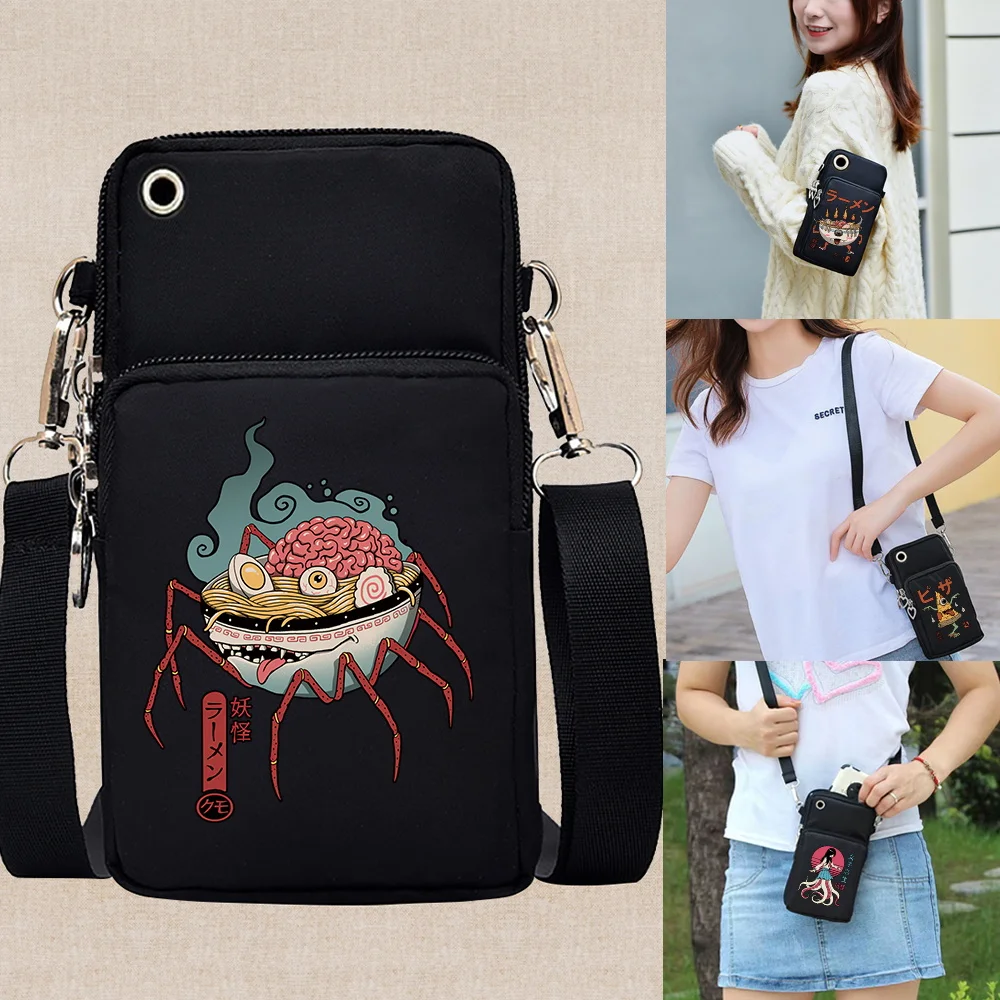 Universal Mobile Phone Bag Cover Pouch Waterproof Sport Arm Purse Shoulder Bag for Samsung S21 Phone Case Cute Monster Pattern