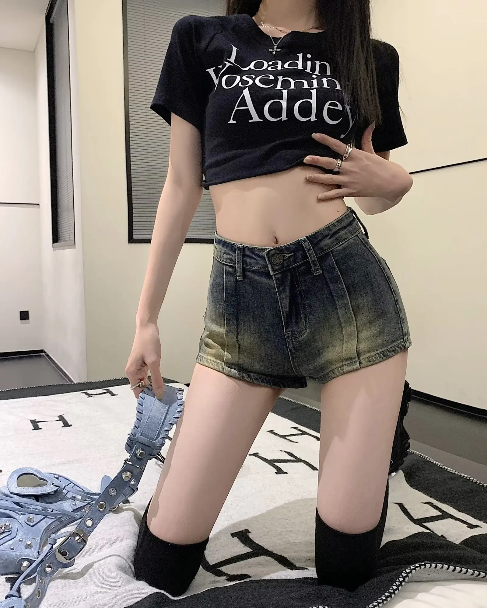 المرأة الدنيم السراويل Y2k الجينز للمرأة كبيرة الحجم شورتات جينز ملابس الصيف Jorts Coquette منخفضة الارتفاع الجينز يرفع الأرداف الفضفاضة