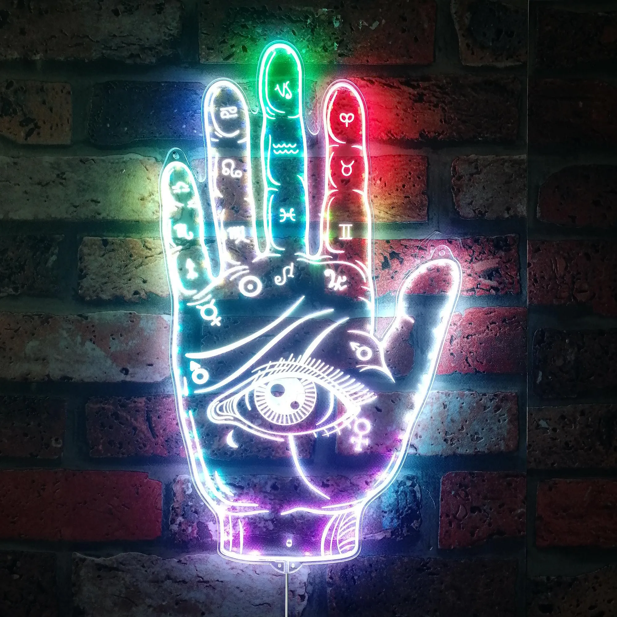 Psychic Readings Fortune Teller Hand with Palmistry Glam Led Neon Sign st06-fnd-i0024-c