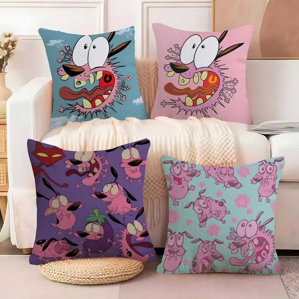 Courage the Cowardly Dog Pillow Case Anti-dustmite Pillowcase Invisible zipper silky short plush Sofa cushion cover
