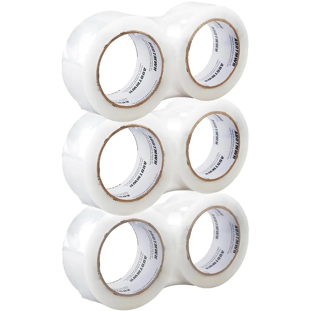 Clear Packing Tape, Heavy Duty Packaging Tape Designed for Moving, Packing, Shipping and Mailing, 1.88\ x 63 yds, 6 Rolls