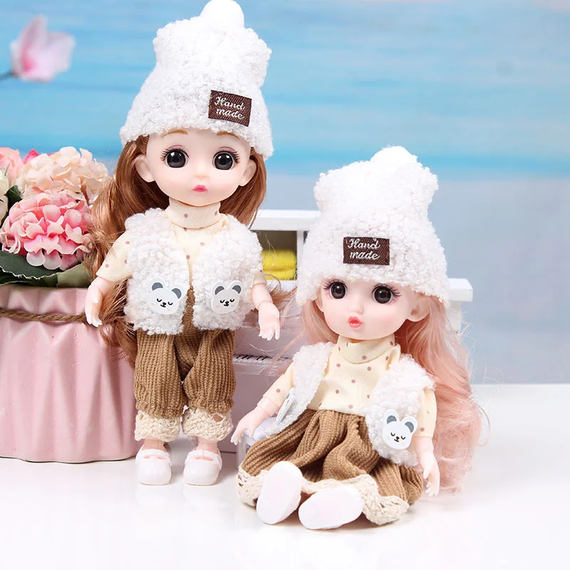 16cm Cute Baby Doll with Headwear Clothes Accessories Little Girl Doll with  3D Brown Eyes Dress Up Toys for Girls Birthday Gifts - AliExpress 26
