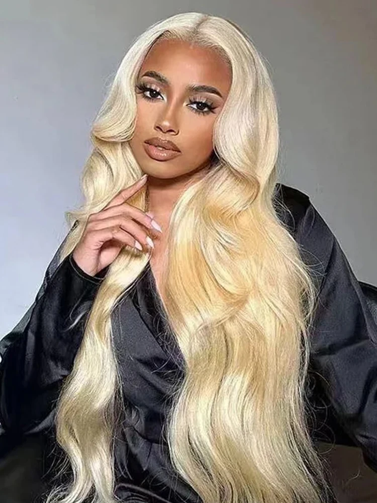 613 Lace Frontal Blonde Wigs Pre Plucked With Baby Hair 38inch HD Transparent Lace Front Human Hair Body Wave Wigs 38inch Colored Blonde 13x6 Lace Frontal Wigs For Woman BB Face Indian Long Wavy Wigs 250% denisty Can Be Dye