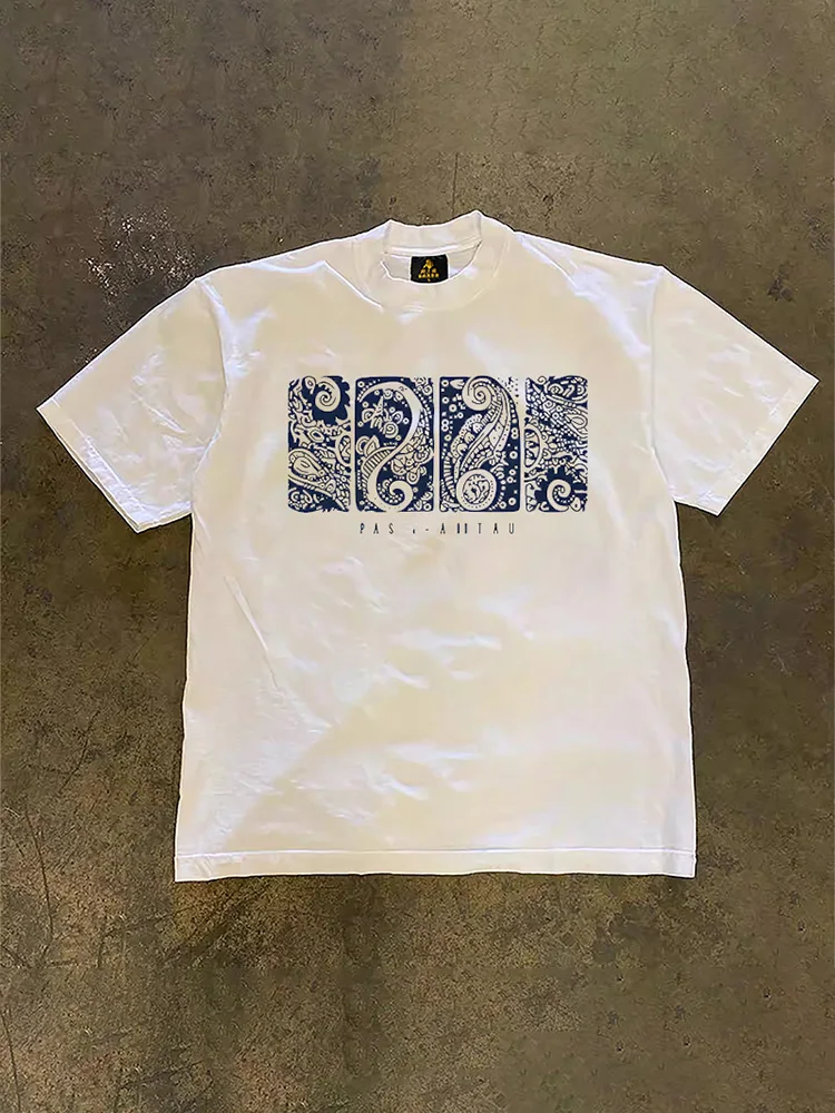 Loose Fit Cotton Short Sleeve T-Shirt Unisex Casual Comfortable Breathable Pure Cotton Double Thread T-Shirt for Summer