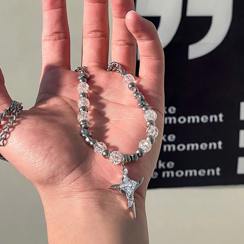 الراقية شخصية التيتانيوم الصلب قلادة غير النظامية حجر معدني الجليد الكراك الصليب قلادة سلسلة الترقوة