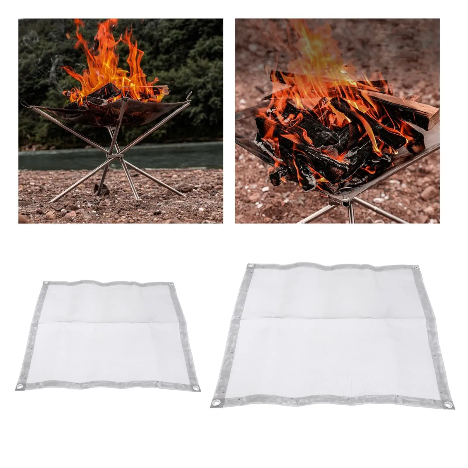 Portable Fire Pit Mesh Replacement Grill Pad Wood Burning for Camping Garden