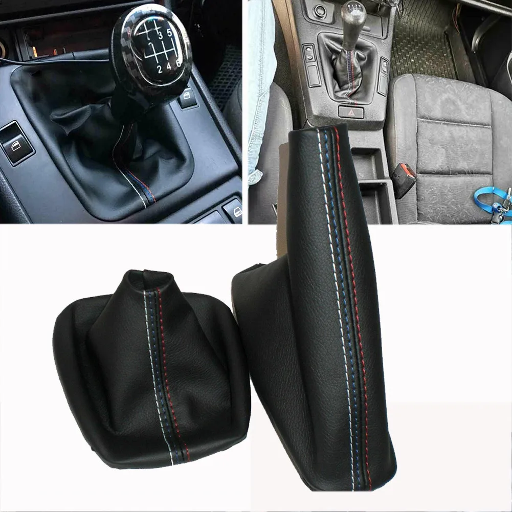 Car Shift Gear Stick Dust-proof Cover Handbrake Handle Faux Leather Cover for BMW E30 E36 E34 E46 Z3 Manual Models