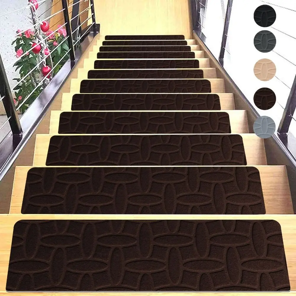 

76X20cm Self-adhesive Staircase Mat Non-Slip Stair Tread Carpet Mat Soft Stripe Door Mat Protection Cover Pads Home Decor